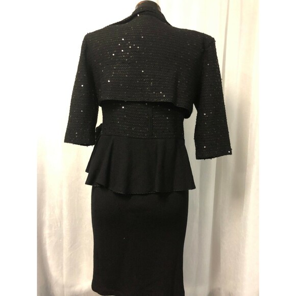 Fianona Vintage Dress 2 Pc Black Wool Knit Sequins Size Large - Picture 5 of 10